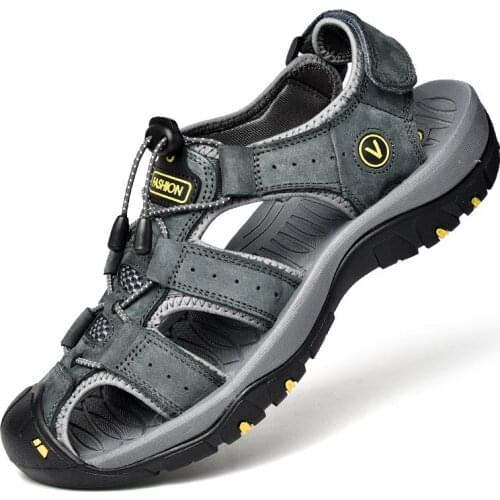 2021Summer Genuine Leather Men Shoes Large Mens Sandals Fashion Sandals Slippers Big Size 38-48 Zuecos De Verano Mujer