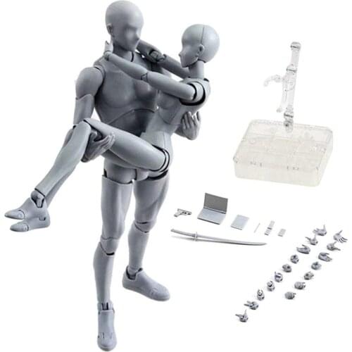 High Quality SHFiguarts Body Kun DX Set movable Figures BODY KUN / BODY CHAN Grey PVC Action Figure Collectible Model Toys