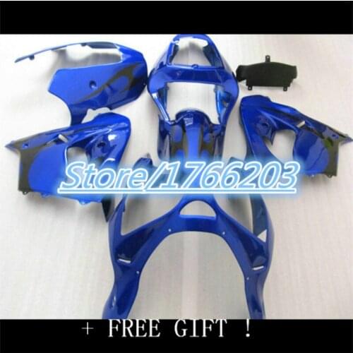 For KAWASAKI Black flames blue for NINJA ZX9R 02-03 02 03 ZX-9R Body ZX 9R blk 9 R ZX9 R 02 03 2002 2003 Fairing