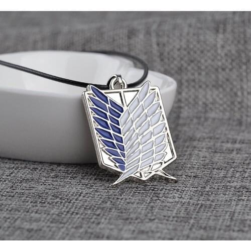 Attack On Titan Necklace Giant Legion Flag Alloy Scout Regiment Logo Pendant Necklace Men Womens Jewelry Colar