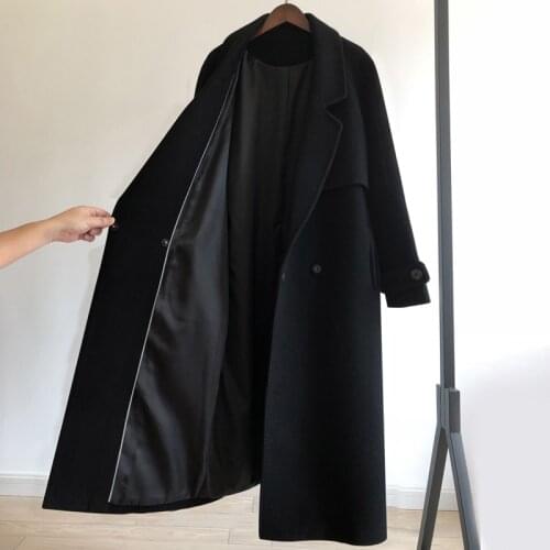 New Autumn Winter Wool Blend Coat Women Single Button Thick Outerwear Sashes Windbreaker Woolen Coat abrigos mujer invierno 2019