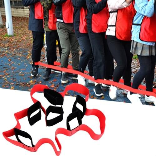 Durable 2PCS 6 People Giants Footsteps Trams Fastening Tape Outdoor Team Games Training Equipment Fun Games Props Tape