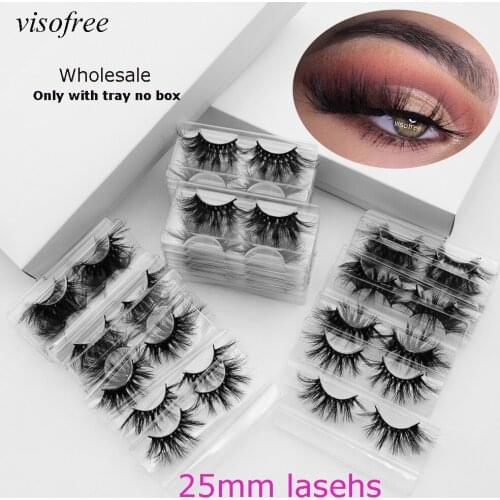 Visofree 25mm lashes pack mink lashes fluffy makeup Thick eyelashes set high volume lashes mink 25mm wholesale faux cils