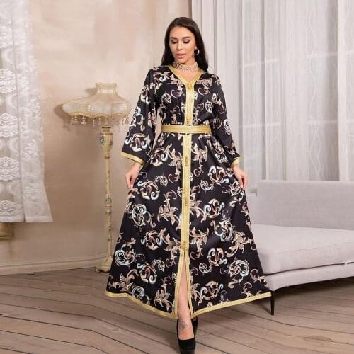 Musulman Satin Kaftan Caftan Robe Longue Jelaba Femme Marocain Abaya Dubai Muslim Fashion Hijab Dress Turkey Abayas For Women