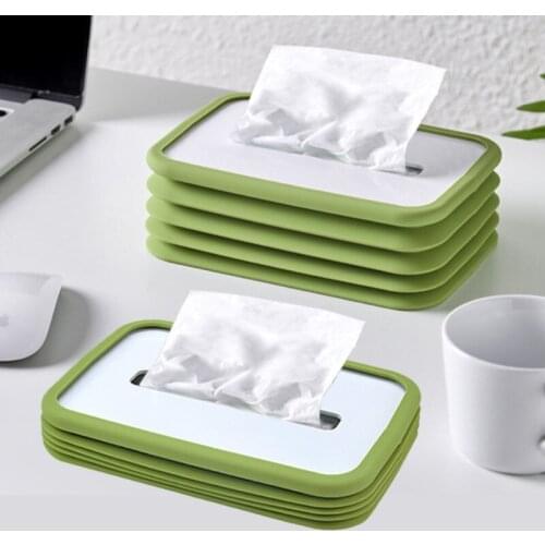 Foldable Silicone Tissue Storage Box Compressible Tissue Holder Household Draw Paper Towel Napkin Organizer Kitchen Tissue Box