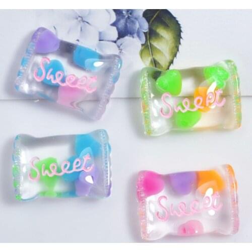 50pcs/lot Mixed 24X17mm Kawaii Resin Sweet Colorful Candy Cabochon Flatback For Mobile Scrapbooking Craft DIY Decoration