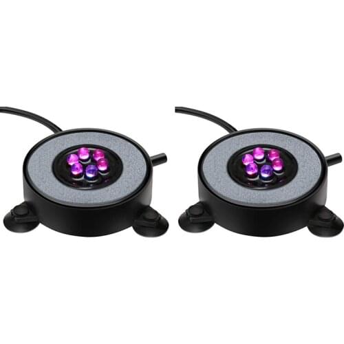 Led Aquarium Air Bubble Light Fish Tank Air Curtain Bubble Stone Disk with 6 Color Changing Leds
