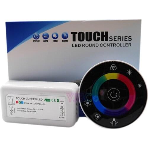 DC12V 24V LED Touch Round RGB Controller with 18A 7 Keys RF Remote controller for 3528 2835 5050 LED strip lights