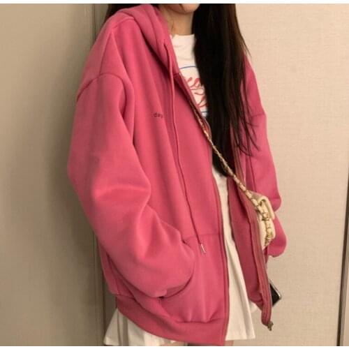 Zip Up Sweatshirt Spring Autumn Jacket Clothes oversized Women Hoodie plus size Vintage Pockets Long Sleeve Girls hoodies New