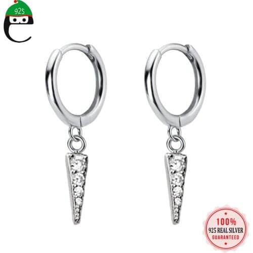 Trustdavis Genuine Fashion 925 Sterling Silver Sweet Dazzling CZ Stick Hoop Earrings For Women Girl Wedding Jewelry Gift DA473