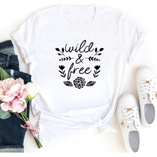 Funny Tshirts Women Loose Roupas Feminina Botanical Shirt Printed Summer T Shirt Women O-neck Cotton Short Sleeve