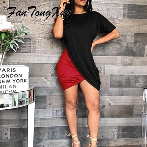 Sexy Dress for Women 2021 Summer Solid Tie Dye Print Pleated Dress Women Skinny Short Sleeve Round Neck Above Knee Party Dresses