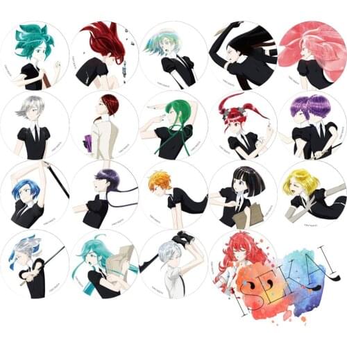 Houseki no Kuni Anime Land of the Lustrous Badge Phosphophyllite Cinnabar Bort Antarcticite Metal Badge Brooch Pins