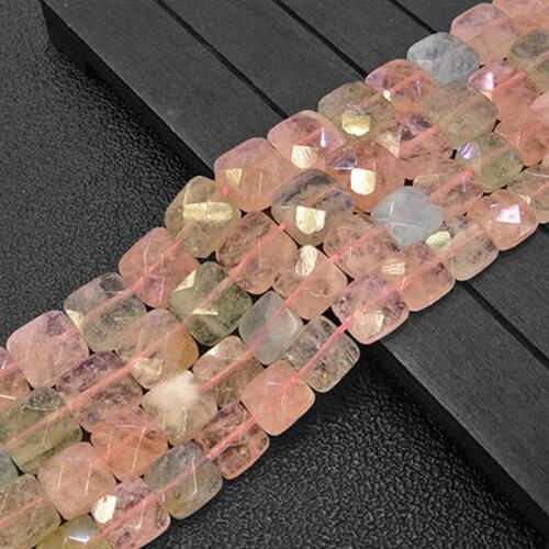 10-14mm Faceted Square Morgan Beads Natural Stone Beads For Jewelry Making Beads Bracelets For Women 15'' Needlework DIY Beads