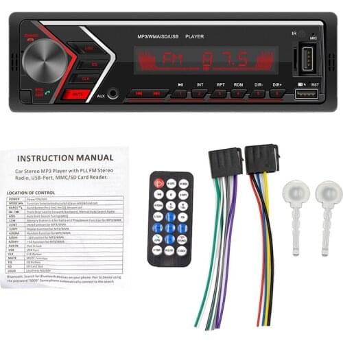 12V 1Din Radio Car Bluetooth Autoradio Car Stereo Radio FM Aux Input Receiver TF USB Car Multimedia Player