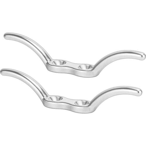 2x Silver Flagpole Cleat Hook, 4.5 Inch Non-Rusting Rope Cleat Marine Hardware for Boat Dock Flag Rope