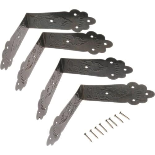 4Pcs Jewelry Gift Box Wood Case Feet Leg Corner Protector Furniture Fittings Vintage Decorative Corner Bracket with Nails