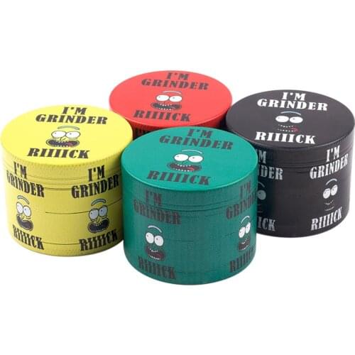 4 Layer Metal Herb Grinder Cigarette Tobacco Hookah Smoking Pipe Accessories Zinc Alloy Spice Crusher Funny Pattern Gift for Men