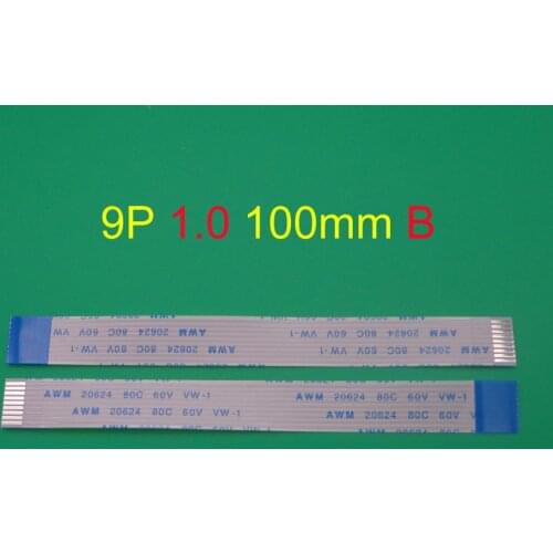 1pcs 9pin FFC FPC flat flexible cable 1.0mm pitch 9-pin B-type reverse length 100mm ribbon flexible cable AWM 20624 80C 60V VW-1