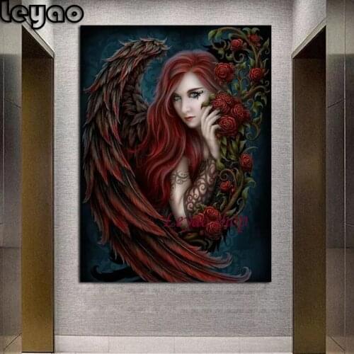 Full Drill Square Round 5d Diy Diamond Painting Beautiful Darkness Lady Diamond Embroidery Angel Woman Decoration For Home