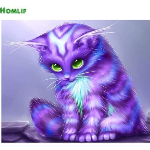 5d diy diamond embroidery purple magic cat diamond painting Cross Stitch full square&round Rhinestone mosaic home decoration