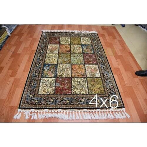 Free shipping 4'X6' 230 Line Handmade Silk Oriental Persian Rug hand Knotted silk carpet for home decoration