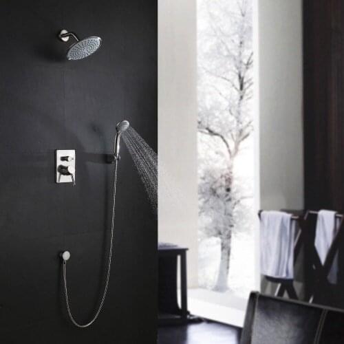 Free shipping Modern Bathroom Round Rain Shower Handshower System Brushed Nickel Set
