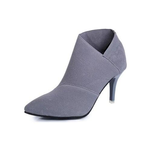 MHYONS 8.5CM High heels Martin boots pointed boots bare shoes large size foreign trade womens shoes high heels womens shoes
