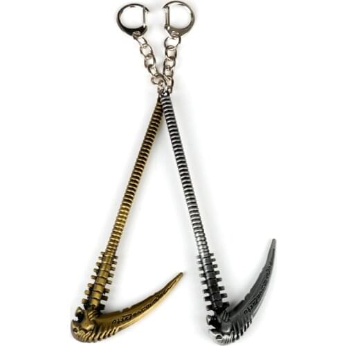 LOL Grim Reaper Karthus Scythe Model Keychain 17cm metal keyring men Jewelry game accessories The Deathsinger Sickle Weapons