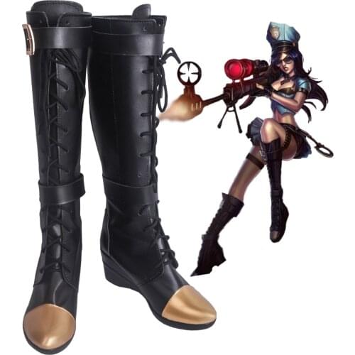 Caitlyn Cosplay Caitlyn the Sheriff of Piltover Cosplay Boots Game LOL Cosplayt Shoes Party Makeup