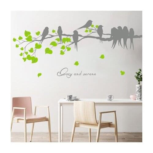 DIY Birds on the Branch Vinyl Wall Sticker Family Tree Living Room Bedroom Home Decor Poster Wallpaper