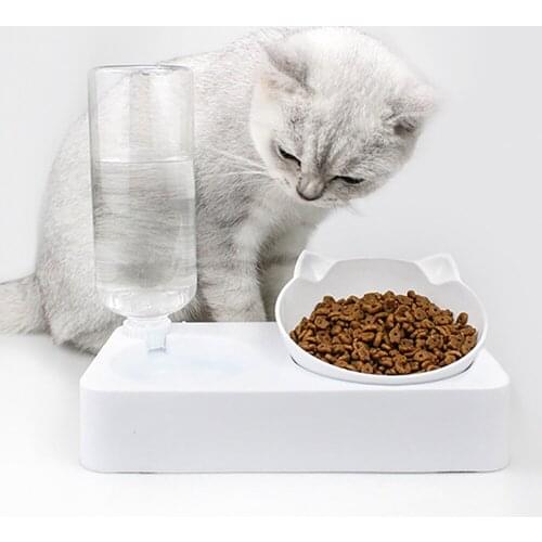 Pet Cat Bowl Automatic Feeder Dog Cat Food Double Bowl with Water Dispenser Bowls Drinker For Cats Stand Dish Bowls Pet Supplies
