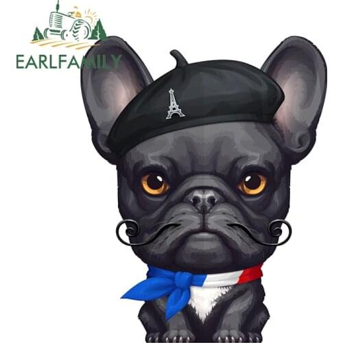 EARLFAMILY 13cm for Black French Bulldog Car Stickers Vinyl Material Custom Printing Decal Surfboard Funny Decoration