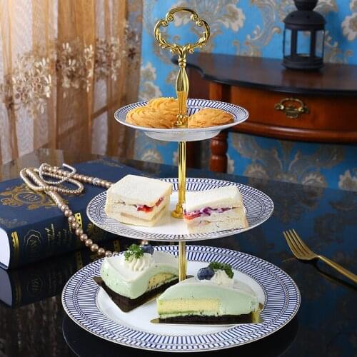 European retro multi-layer fruit plate dessert table living room creative cake stand pastry plate Home setting fruit set CL83003