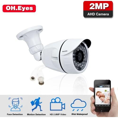 OH.EYES 2MP AHD Camera Security Video Surveillance Indoor Outdoor Bullet Camera Waterproof HD CCTV Camera 1080P Day Night Visio