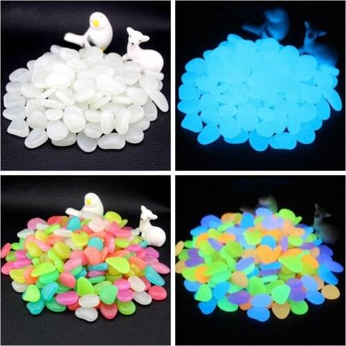 20Pcs Garden Luminous Glowing Stone Pebble Glow Dark Garden Stones Rocks for Walkways Garden Path Fish Tank Decor 10 Colors