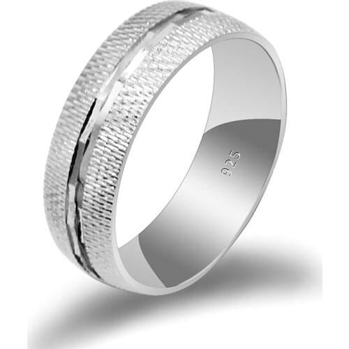 Couple Ring 925 Sterling Silver for Lovers Wedding Band Ring Rough Surface Simple Classic Style for Men Women Fine Jewelry