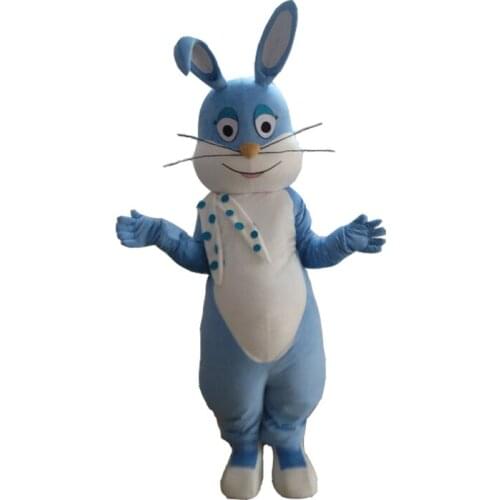Adult Blue Rabbit Mascot Costume Carnival Festival Commercial Advertising Party Dress With Fan In Head