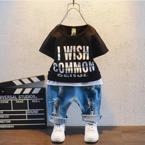 Summer New Children Clothing Sets Boys Girls Top + Pants 2Pcs/Sets Letter Printing Toddler Casual Boys Clothes Sport