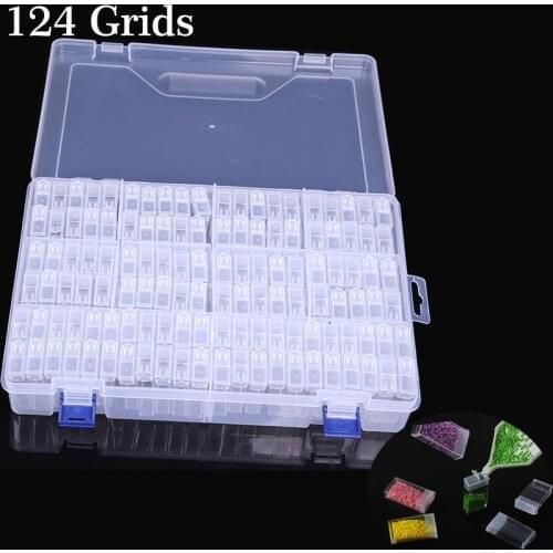 New 124 Grid 5D Diamond Painting Accessories Storge Box Diamond Embroidery Tools Beads Medicine Nail art Container Multipurpose