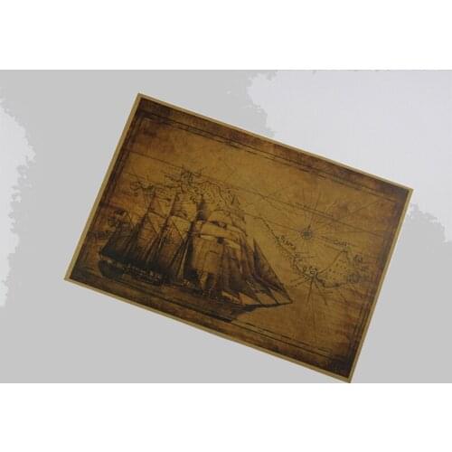 New 1PC Retro World Map Nautical Ocean Map Vintage Kraft Paper Poster Wall Chart Sticker Antique Home Decor Map World