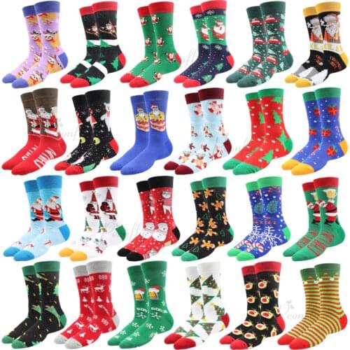New 2020 Christmas Socks Women PEONFLY Funny Santa Claus Christmas Tree Snow Elk Cotton Happy Socks Men Harajuku New Year Sokken