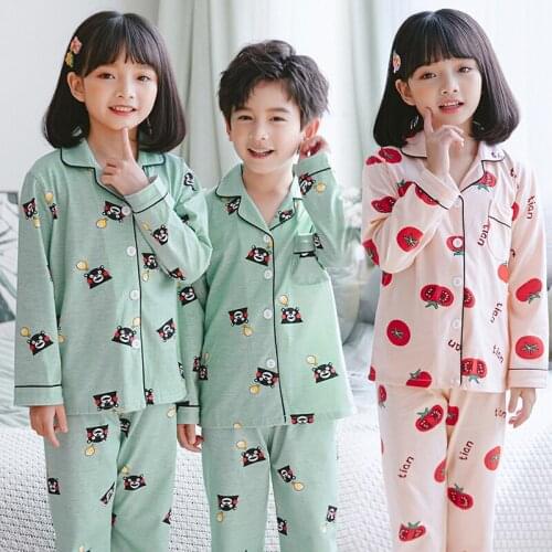 New Arrivals 2021 Spring Autumn Children Pajamas Set Baby Cute Cotton Sleepwear Suit Girls Nightwear Pants Boys Set Kids Gift