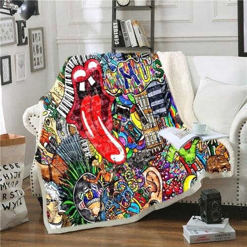Graffiti bed blanket sofa wool blanket winter bedding bedspread cashmere blanket