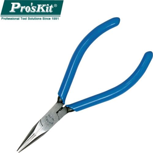 PM-718 ProsKit 4.5Inch Steel Precision Pointed Tip Pliers Chrome Vanadium Steel Without Teeth Long Nose Pliers Maintenance Tool