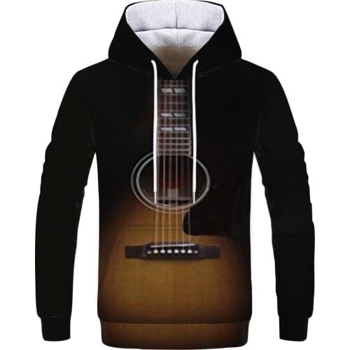 Popular Music Guitar Fashion Hoodie 3D Printing Pullover Hoodies Costume Men Streetwear Long Sleeve Harajuku Hooded Sweatshirts