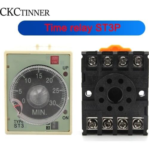ST3P series Power-on delay relay ST3P A-A/B/C/D/E/F/G (AC 380V 220V 110V DC 24V ) Power-on delay with 8-pin base