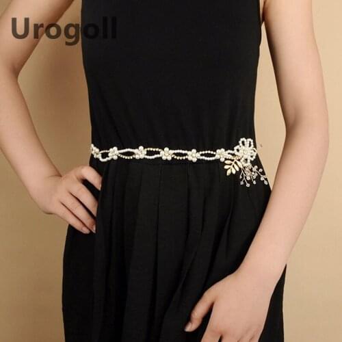 Fashion Bridal Belts Make By Pearls Beaded Golden Belt Wedding Sash Belt Headband For Bride Women Party Wedding Accessories