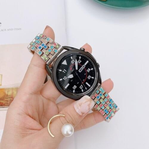 22mm Luxury Metal Diamond strap for Samsung watch 3 Huawei GT2 Amazfit GTR colorful diamonds for Samsung watch 46mm metal strap