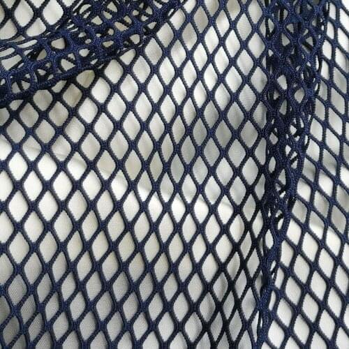 High quality Navy Blue Spandex Mesh Net Fabric Stretch lattice Garment Hollow Tulle Tissue Plaid Masquerade Diamond shaped